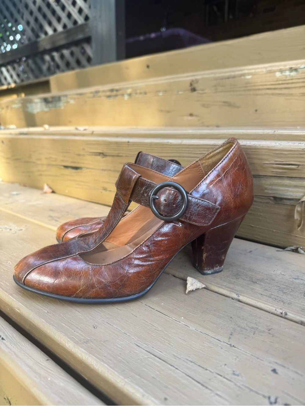 Y2k leather vintage inspired mary jane tstrap heels